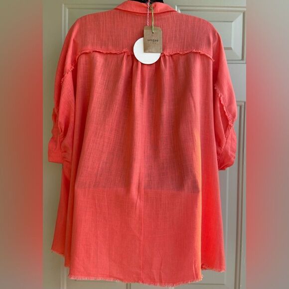 Angee Oversized Collared Blouse in Coral Size Small - Picture 4 of 12